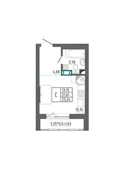 Студия квартира, строящийся дом, 23м2, 3/17 этаж