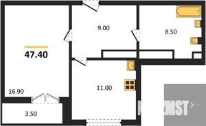 1-к квартира, вторичка, 47м2, 1/17 этаж