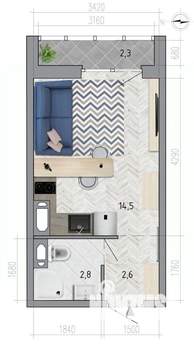 Студия квартира, вторичка, 21м2, 15/18 этаж