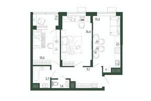 2-к квартира, строящийся дом, 58м2, 2/13 этаж