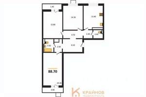 3-к квартира, вторичка, 89м2, 8/17 этаж