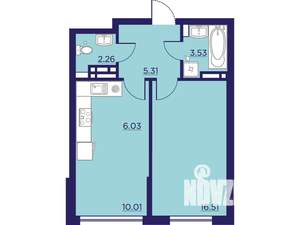 1-к квартира, строящийся дом, 44м2, 13/18 этаж