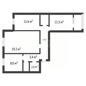 3-к квартира, вторичка, 68м2, 2/10 этаж