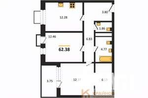 2-к квартира, вторичка, 62м2, 13/21 этаж