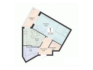 1-к квартира, строящийся дом, 38м2, 2/13 этаж