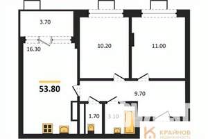 2-к квартира, строящийся дом, 54м2, 13/14 этаж