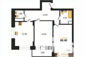 2-к квартира, вторичка, 60м2, 6/13 этаж
