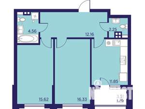 2-к квартира, вторичка, 65м2, 5/18 этаж