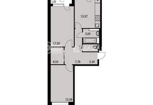 2-к квартира, строящийся дом, 70м2, 7/23 этаж