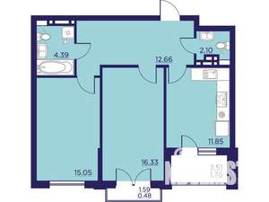 2-к квартира, вторичка, 65м2, 11/18 этаж