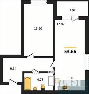 1-к квартира, вторичка, 54м2, 10/18 этаж