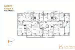 1-к квартира, строящийся дом, 46м2, 14/15 этаж