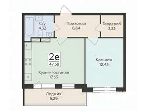 2-к квартира, вторичка, 47м2, 13/16 этаж