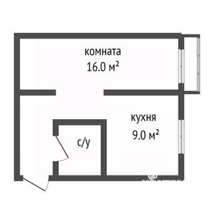 1-к квартира, вторичка, 29м2, 2/4 этаж
