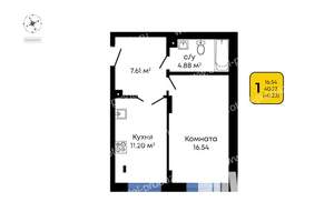 1-к квартира, строящийся дом, 41м2, 2/17 этаж