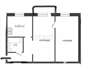 2-к квартира, вторичка, 44м2, 5/5 этаж