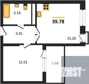 1-к квартира, вторичка, 40м2, 7/21 этаж