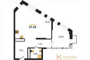 1-к квартира, вторичка, 57м2, 3/21 этаж