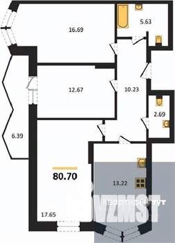 3-к квартира, вторичка, 81м2, 10/18 этаж