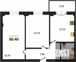 2-к квартира, вторичка, 60м2, 10/15 этаж