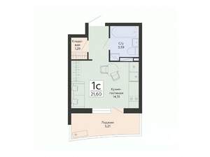 Студия квартира, строящийся дом, 22м2, 8/13 этаж