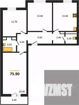3-к квартира, вторичка, 76м2, 10/17 этаж