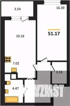 1-к квартира, вторичка, 51м2, 3/18 этаж
