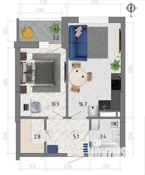 1-к квартира, строящийся дом, 41м2, 18/18 этаж