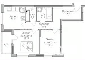 2-к квартира, строящийся дом, 55м2, 10/25 этаж
