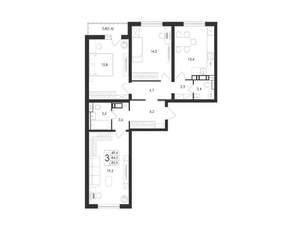 3-к квартира, вторичка, 86м2, 1/17 этаж