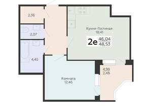 2-к квартира, вторичка, 49м2, 5/18 этаж