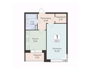 1-к квартира, вторичка, 39м2, 8/18 этаж