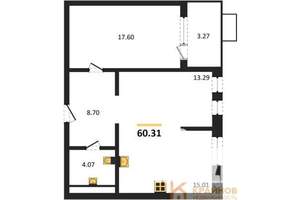 2-к квартира, вторичка, 60м2, 10/21 этаж