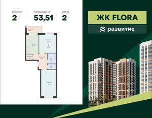 2-к квартира, вторичка, 54м2, 2/18 этаж
