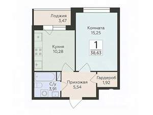 1-к квартира, вторичка, 39м2, 3/14 этаж