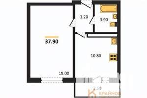 1-к квартира, сданный дом, 38м2, 14/17 этаж