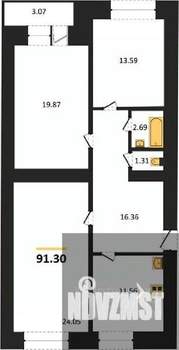 3-к квартира, вторичка, 91м2, 1/16 этаж