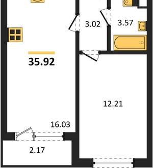 1-к квартира, вторичка, 36м2, 2/15 этаж