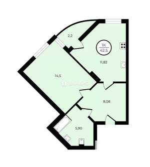 1-к квартира, вторичка, 43м2, 11/15 этаж