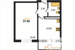 1-к квартира, сданный дом, 38м2, 15/17 этаж
