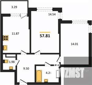 2-к квартира, вторичка, 58м2, 8/18 этаж