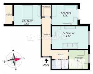 3-к квартира, вторичка, 70м2, 6/10 этаж