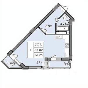 1-к квартира, вторичка, 37м2, 4/13 этаж