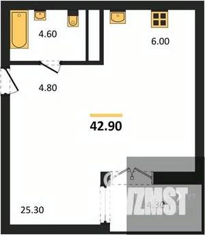 Студия квартира, вторичка, 43м2, 8/25 этаж