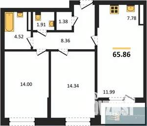 2-к квартира, вторичка, 66м2, 10/24 этаж