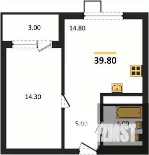 1-к квартира, вторичка, 40м2, 1/13 этаж