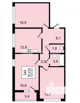 3-к квартира, вторичка, 80м2, 4/21 этаж