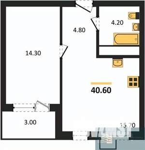 1-к квартира, вторичка, 41м2, 10/13 этаж