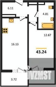1-к квартира, вторичка, 43м2, 5/18 этаж