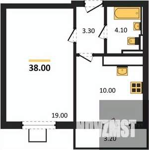 1-к квартира, вторичка, 38м2, 4/19 этаж
